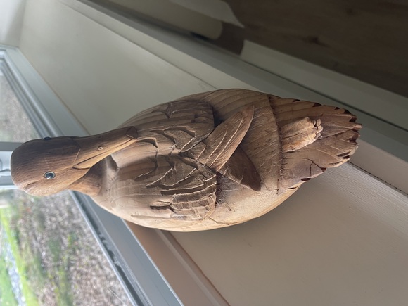 Hand Carved Solid Wooden Duck Decoy - Picture 2 of 5